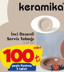 KERAMİKA İNCİ DESENLİ SERVİS TABAĞI 27 CM